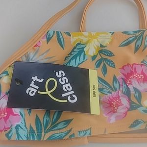 Art Class Girls' Floral Activewear Swim Top New, Size S 6/6X